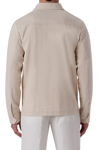 Shop Bugatchi Linen & Cotton Shirt Jacket In Oatmeal