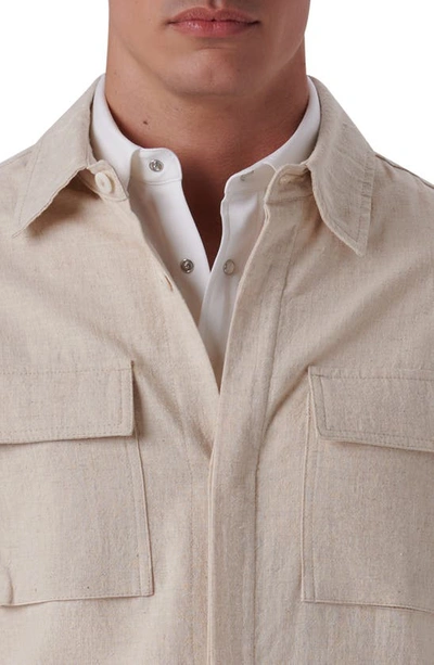 Shop Bugatchi Linen & Cotton Shirt Jacket In Oatmeal