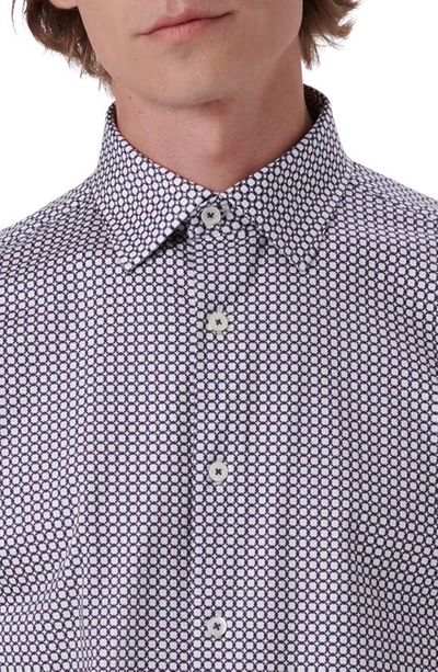Shop Bugatchi Ooohcotton® Medallion Print Short Sleeve Button-up Shirt In White