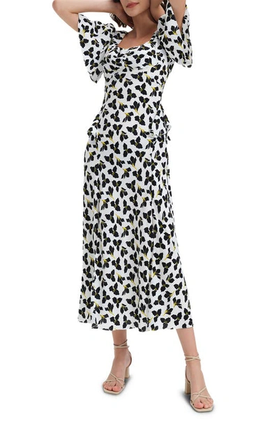 Shop Diane Von Furstenberg Aurora Ruffle Accent Maxi Dress In Graphic Flw Sm Ivory