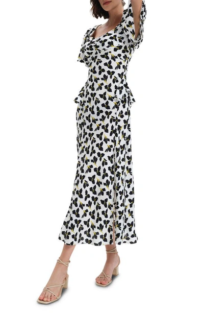 Shop Diane Von Furstenberg Aurora Ruffle Accent Maxi Dress In Graphic Flw Sm Ivory