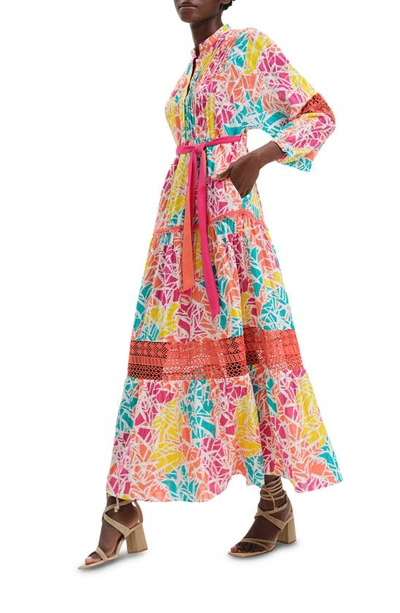 Shop Diane Von Furstenberg Tessa Abstract Print Long Sleeve Cotton Maxi Dress In Fern Patch