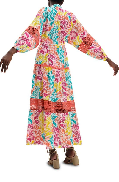 Shop Diane Von Furstenberg Tessa Abstract Print Long Sleeve Cotton Maxi Dress In Fern Patch