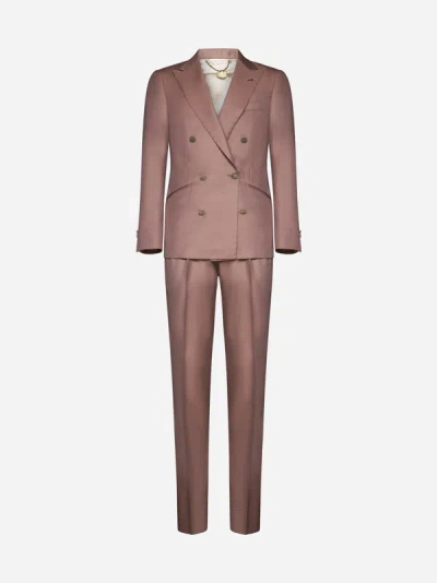 Shop Maurizio Miri Wool-blend Double-breasted Suit In Onion