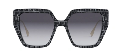 Shop Fendi Fe40012u 55b Butterfly Sunglasses In Grey