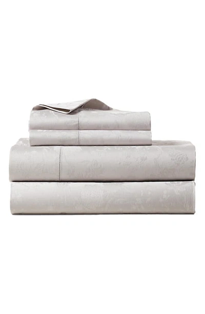 Shop Ralph Lauren Bethany 350 Thread Count Organic Cotton Jacquard Fitted Sheet In Platinum