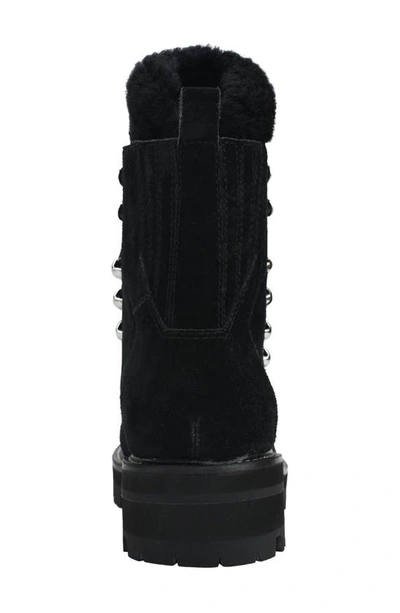 Shop Marc Fisher Ltd Izzie Genuine Shearling Lug Sole Boot In Black Suede