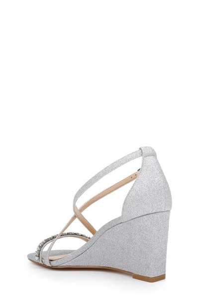 Jewel Badgley Mischka Women's Adelynn Crisscross Strap Wedge Evening Sandals In Silver