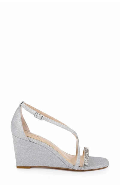 Jewel Badgley Mischka Women's Adelynn Crisscross Strap Wedge Evening Sandals In Silver
