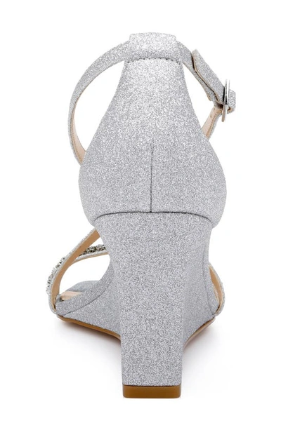 Jewel Badgley Mischka Women's Adelynn Crisscross Strap Wedge Evening Sandals In Silver