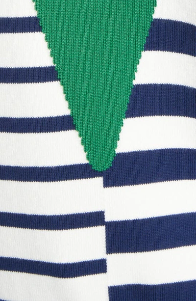 Shop Kenzo Nautical Mixed Stripe Cotton & Wool Cardigan In 77 - Midnight Blue