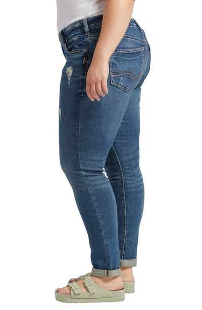 Silver Jeans Co. Distressed Girlfriend Jeans In Indigo