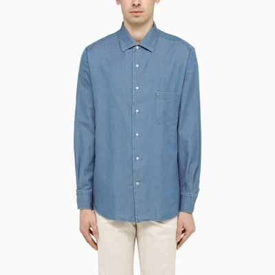 Shop Loro Piana Blue Denim Shirt In Light Blue