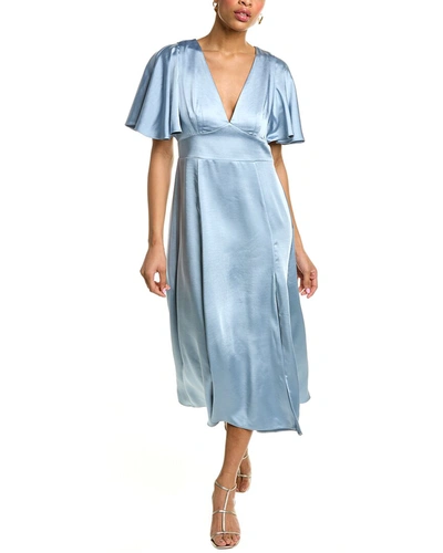 Shop Ted Baker Flutter Sleeve Midi Dress In Blue