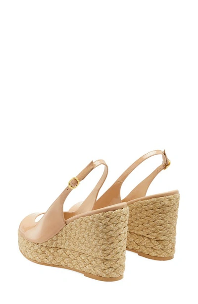 Stuart Weitzman Island Patent Slingback Espadrille Sandals In Adobe/ Natural