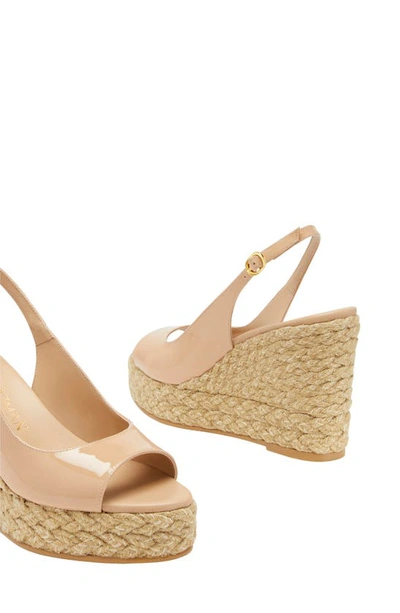 Stuart Weitzman Island Patent Slingback Espadrille Sandals In Adobe/ Natural