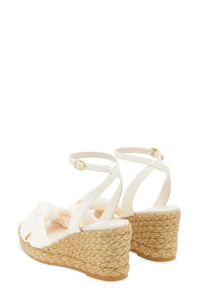 Stuart Weitzman Playa Metallic Leather Wedge Espadrilles In Seashell/ Natural