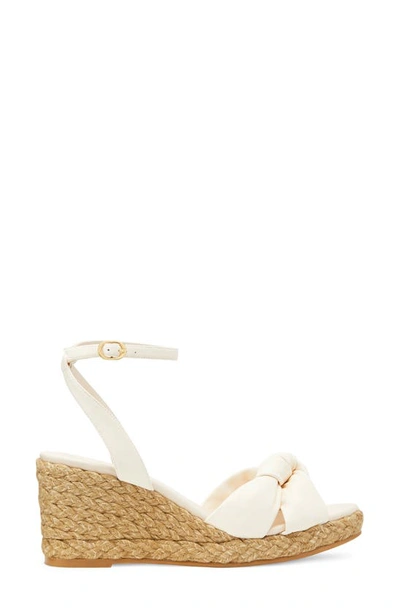 Stuart Weitzman Playa Metallic Leather Wedge Espadrilles In Seashell/ Natural
