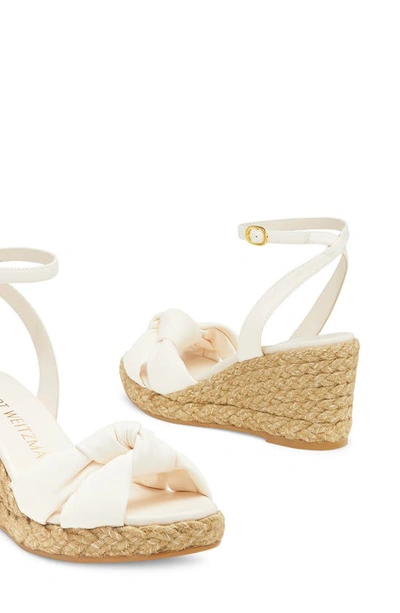 Stuart Weitzman Playa Metallic Leather Wedge Espadrilles In Seashell/ Natural