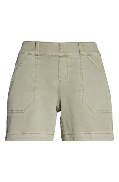 Shop Spanx 4-inch Stretch Twill Shorts In Olive Oil