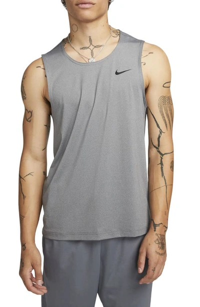 Shop Nike Dri-fit Ready Tank In Smoke Grey/ Heather/ Black