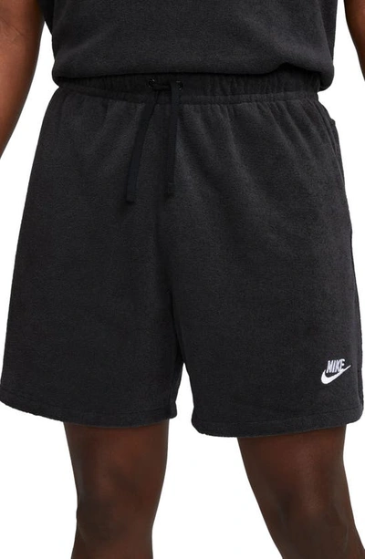 Shop Nike Club Terry Flow Shorts In Black/ White