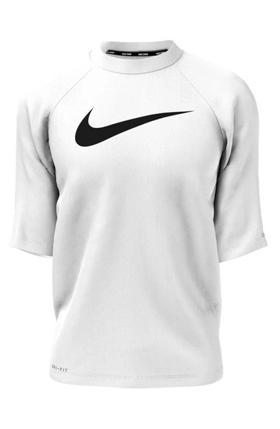 Shop Nike Kids' Dri-fit Short Sleeve Hydroguard Swim Top In White