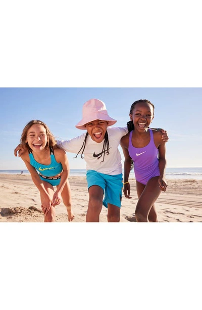 Shop Nike Kids' Dri-fit Short Sleeve Hydroguard Swim Top In White