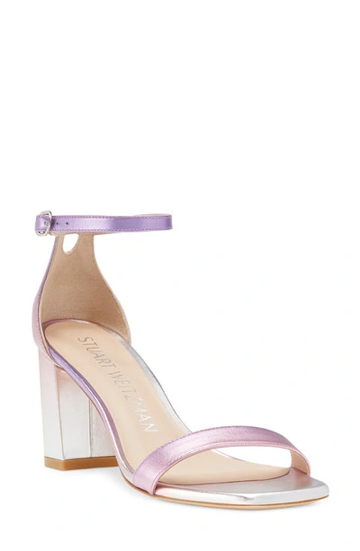 Shop Stuart Weitzman Nudistcurve 75 Block Heel Sandal In Lilac Multi