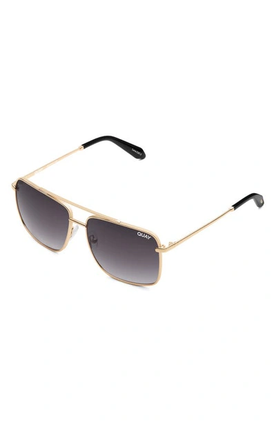 Quay Hot Take 51mm Gradient Aviator Sunglassess In Gold/ Smoke