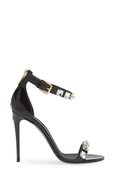 Shop Dolce & Gabbana Strappy Crystal Embellished Sandal In Nero/ Crystal