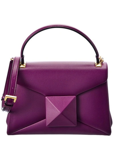 Shop Valentino Maxi Stud Leather Shoulder Bag In Purple