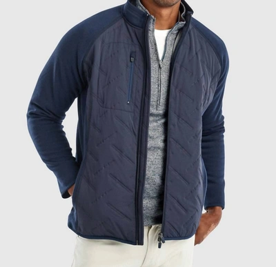 Shop Johnnie-o Men Mario Mixed Media Jacket In Twilight In Blue