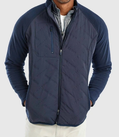 Shop Johnnie-o Men Mario Mixed Media Jacket In Twilight In Blue