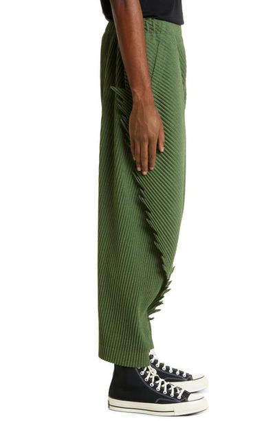 Shop Issey Miyake Serrate Pleated Pants In Green