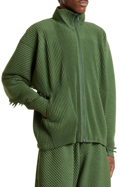 Shop Issey Miyake Serrate Pleated Jacket In 62-green