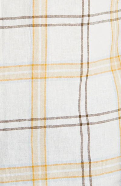 Nordstrom Family Moments Trim Fit Plaid Short Sleeve Linen Blend Button-down Shirt In Ivory Cloud Louis Plaid