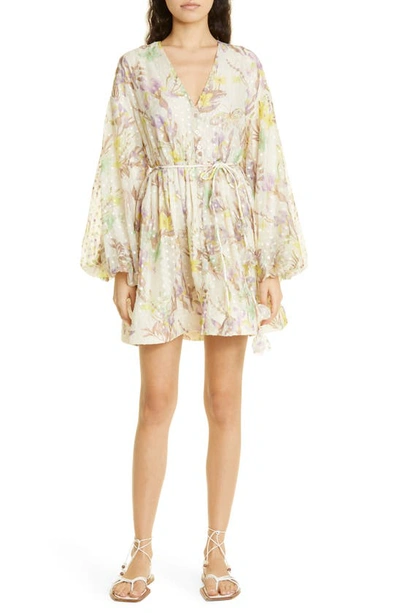 Shop Alexis Behati Long Sleeve Minidress In Floral Embroidered