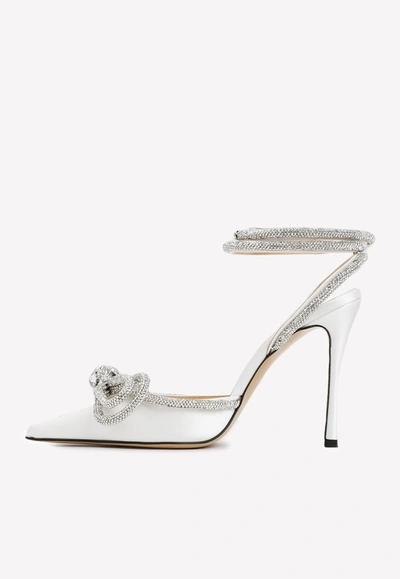 Mach&mach Mach E Mach Satin Pumps With Crystals In White