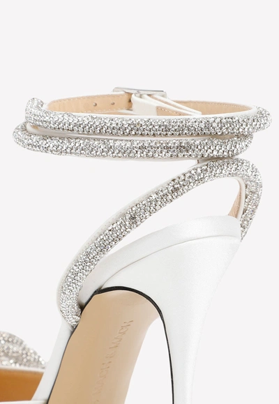 Mach&mach Mach E Mach Satin Pumps With Crystals In White