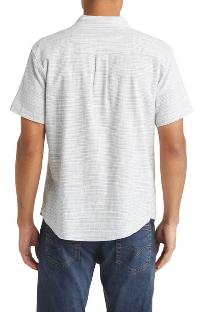 Marine Layer Stripe Short Sleeve Selvage Button-up Shirt In Blue Mini Stripe