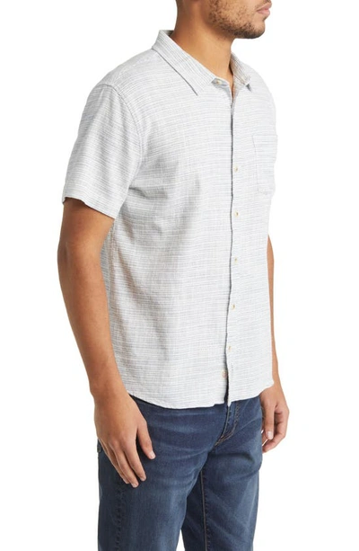 Shop Marine Layer Stripe Short Sleeve Selvage Button-up Shirt In Blue Mini Stripe