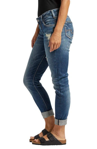 Silver Jeans Co. Girlfriend Distressed Jeans In Indigo