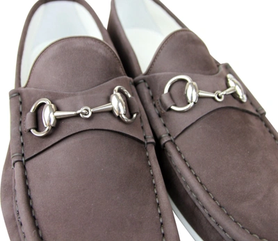 Shop Gucci Men's Moccasin Suede Horsebit Loafer In Brown