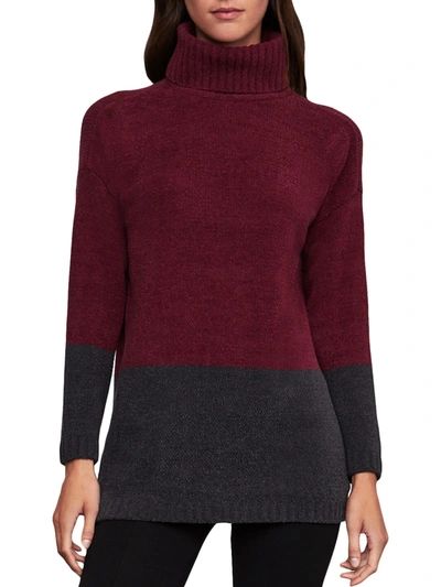 Shop Bcbgmaxazria Womens Turtleneck Colorblock Pullover Sweater In Brown