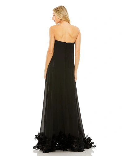 Shop Mac Duggal Strapless Flare Feather Hem Gown In Black