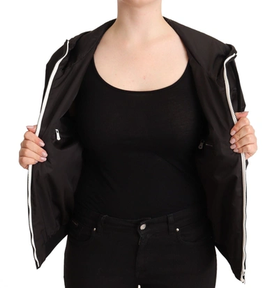 Shop Dolce & Gabbana Black Polyester Hooded Bomber Full Zip Women's Jacket