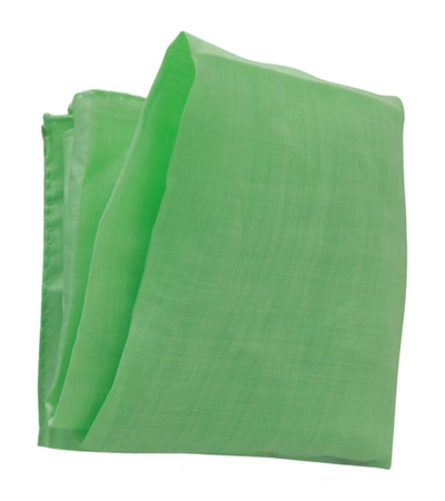 Shop Versace Apple Green Linen Square Foulard Head Wrap Women's Scarf
