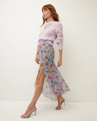 Shop Veronica Beard Eleonora Floral-print Skirt In Lake Blue Multi