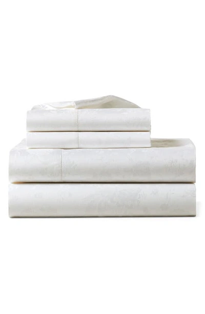 Shop Ralph Lauren Bethany 350 Thread Count Organic Cotton Jacquard Fitted Sheet In Parchment